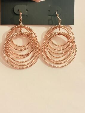 New METAL Rose Gold Multi Hoop Earrings